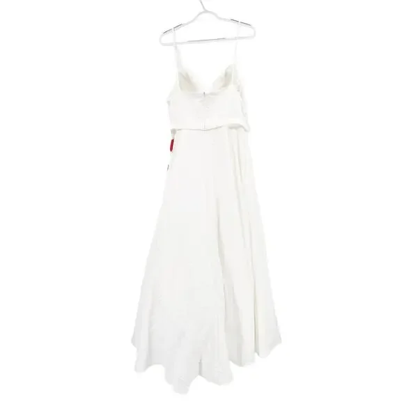 Mac Duggal 48855 White Classic A-Line V-Neck Ballgown Size 10 NWT
